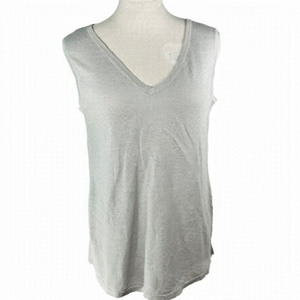 Kinross  Linen V-Neck Side Slits A-line Tank Gray Size S Style KL20-85S
